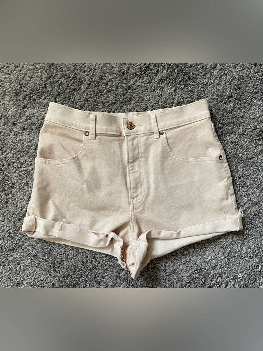 Express Pink Cream High-Rise Denim Shorts